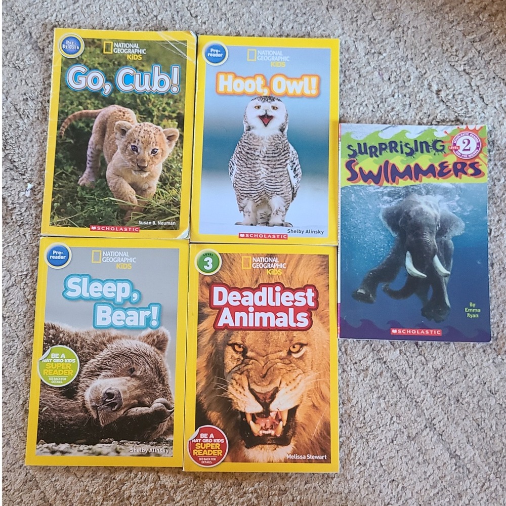 National Geographic Kids Scholastic Leveled Reader Book Lot of 5 Animals Pre-K-3
